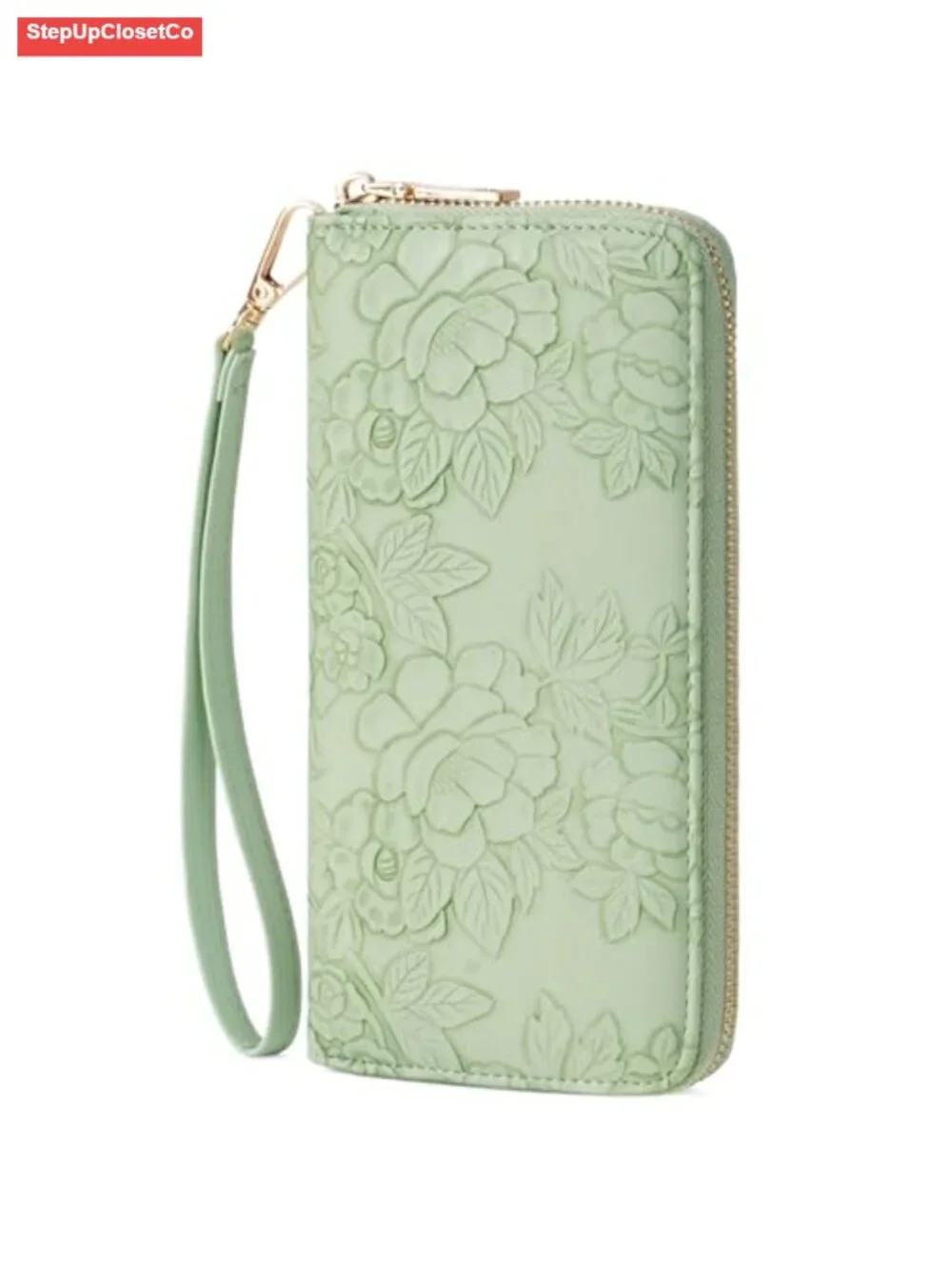 RFID Blocking Vegan Leather Wristlet Wallet Large Capacity Detachable Strap